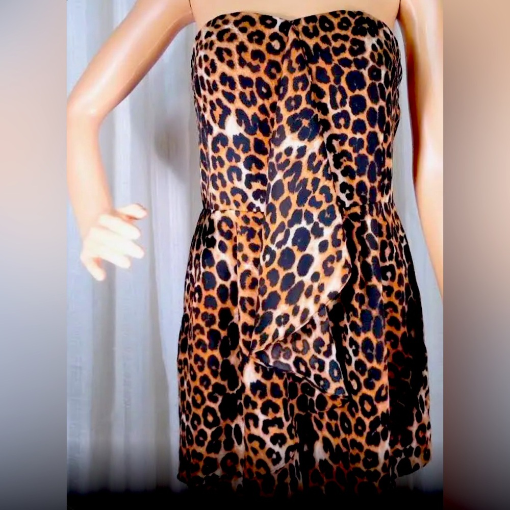 Strapless Ruffled Leopard Print Romper - image 6